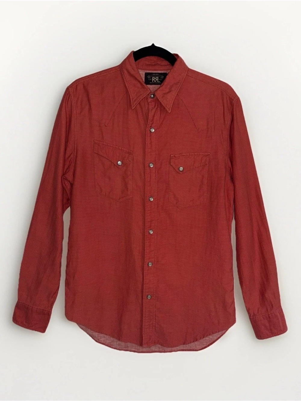 DOUBLE RRL RALPH LAUREN WESTERN WEAR Dot Print Pearl Button Work Shirt S VINTAGE